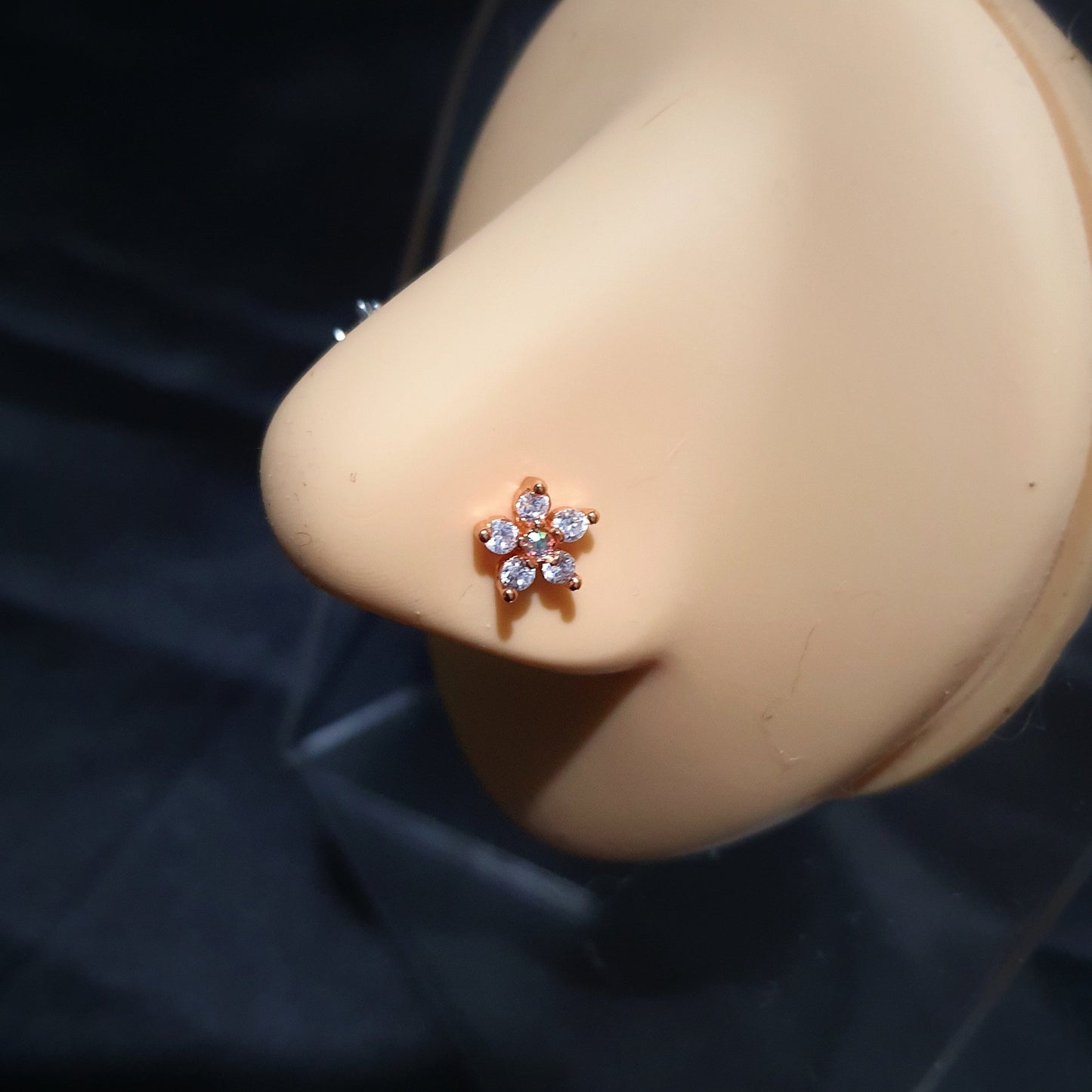 Gem Flower Nose Studs - Pretty Savage Jewellery