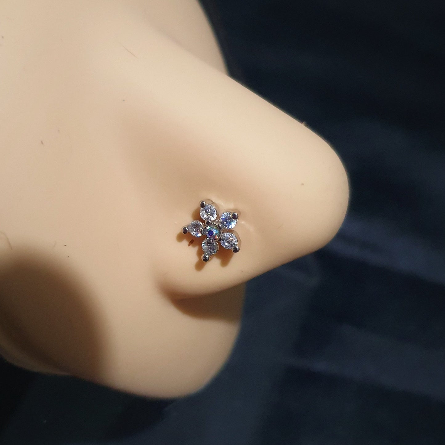 Gem Flower Nose Studs - Pretty Savage Jewellery