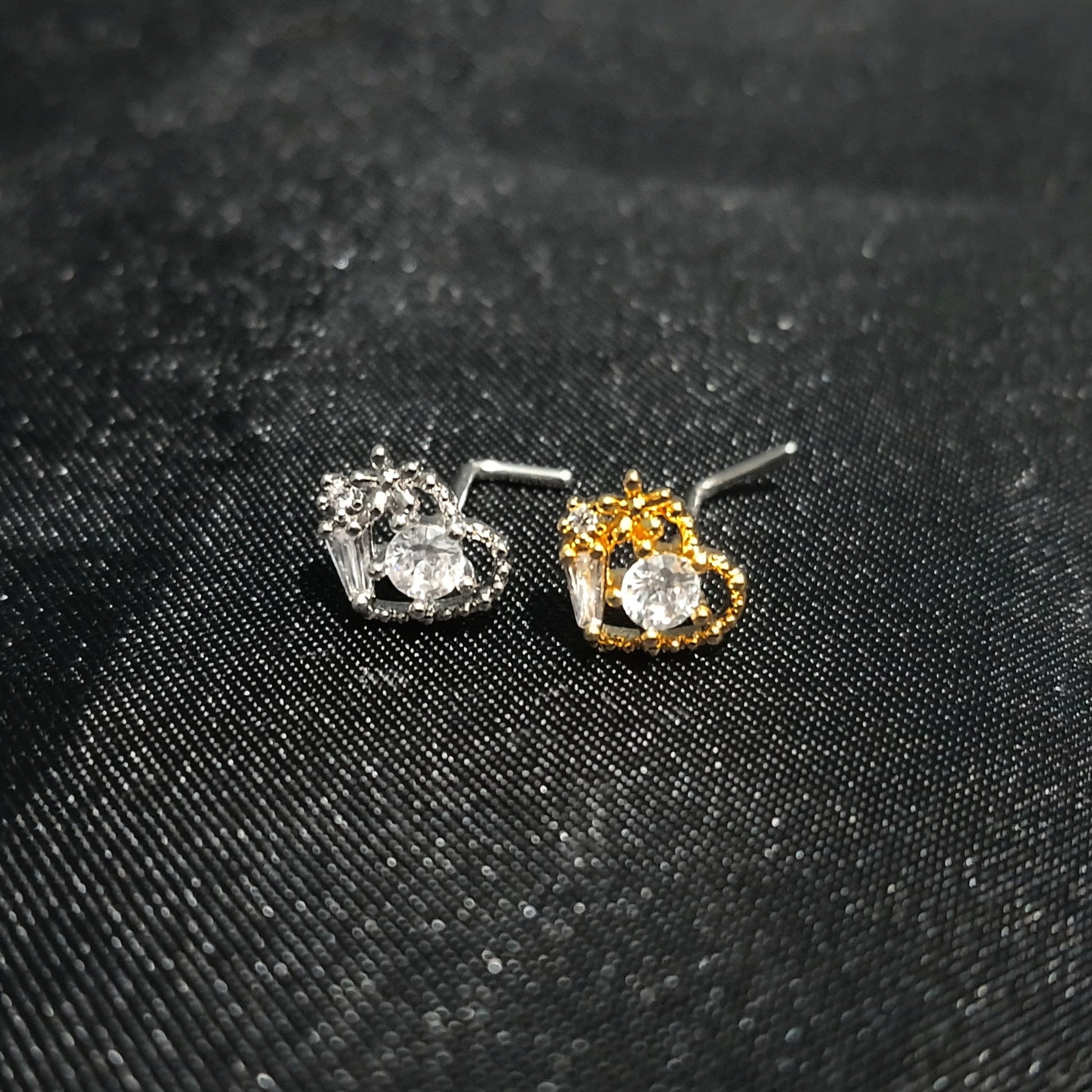 Heart Diamond Nose Studs - Pretty Savage Jewellery