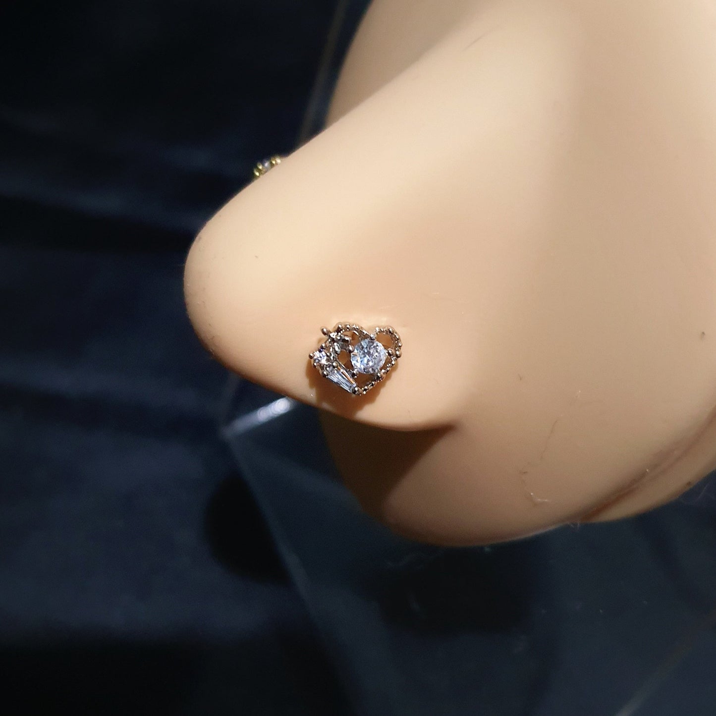 Heart Diamond Nose Studs - Pretty Savage Jewellery