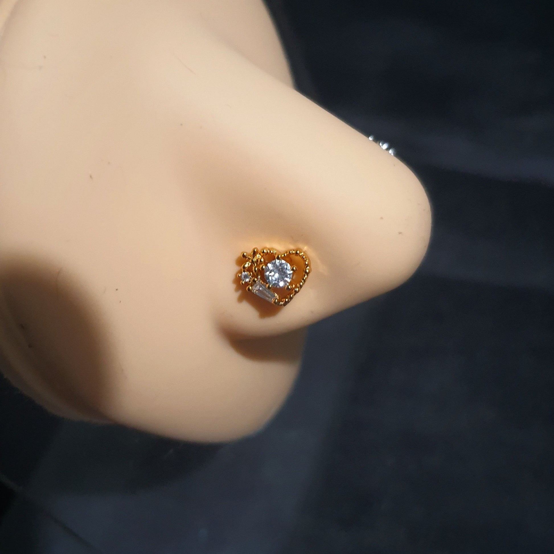 Heart Diamond Nose Studs - Pretty Savage Jewellery