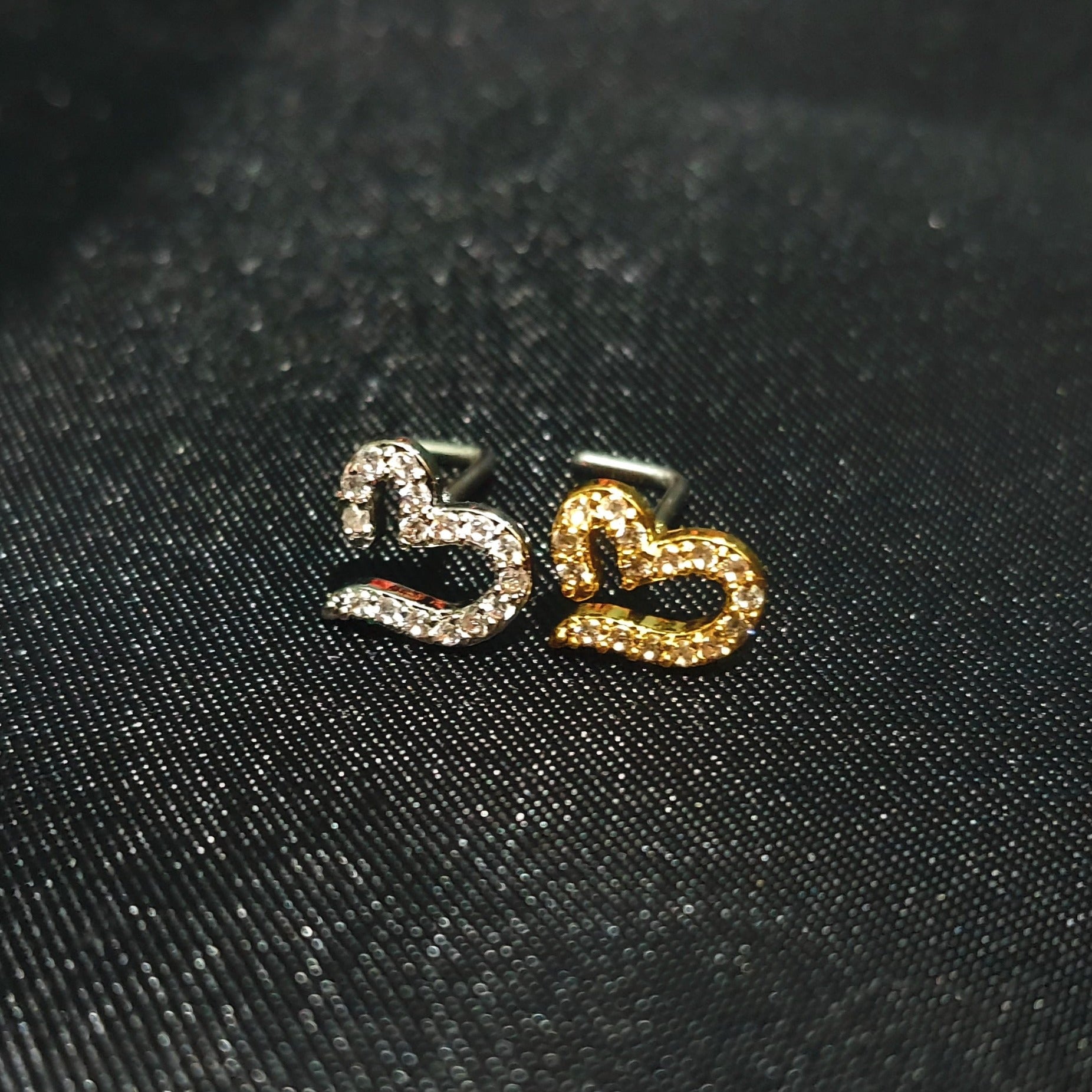 Crystal Heart Design Nose Stud - Pretty Savage Jewellery