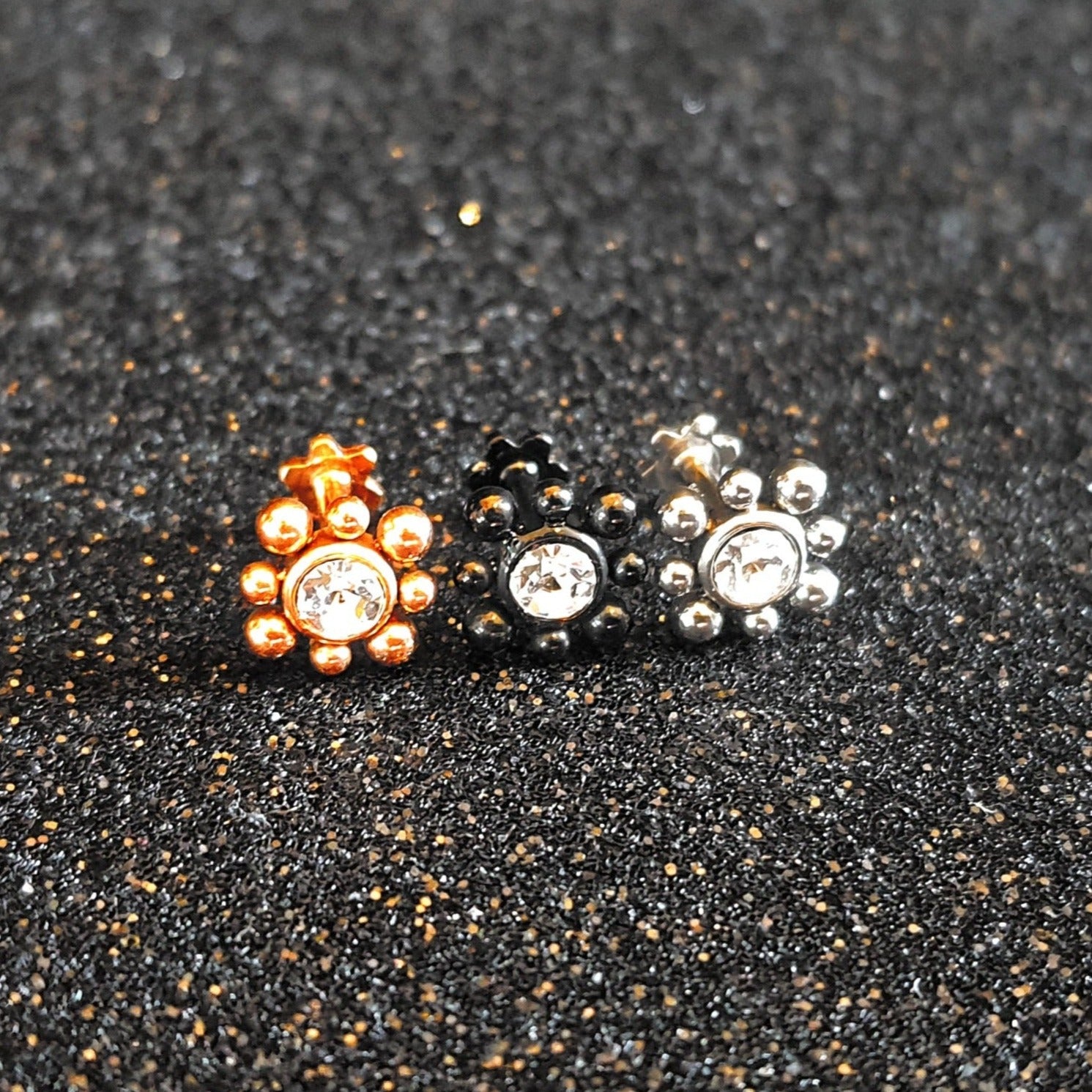 Flower Gem Threaded Labret Studs - Pretty Savage Jewellery