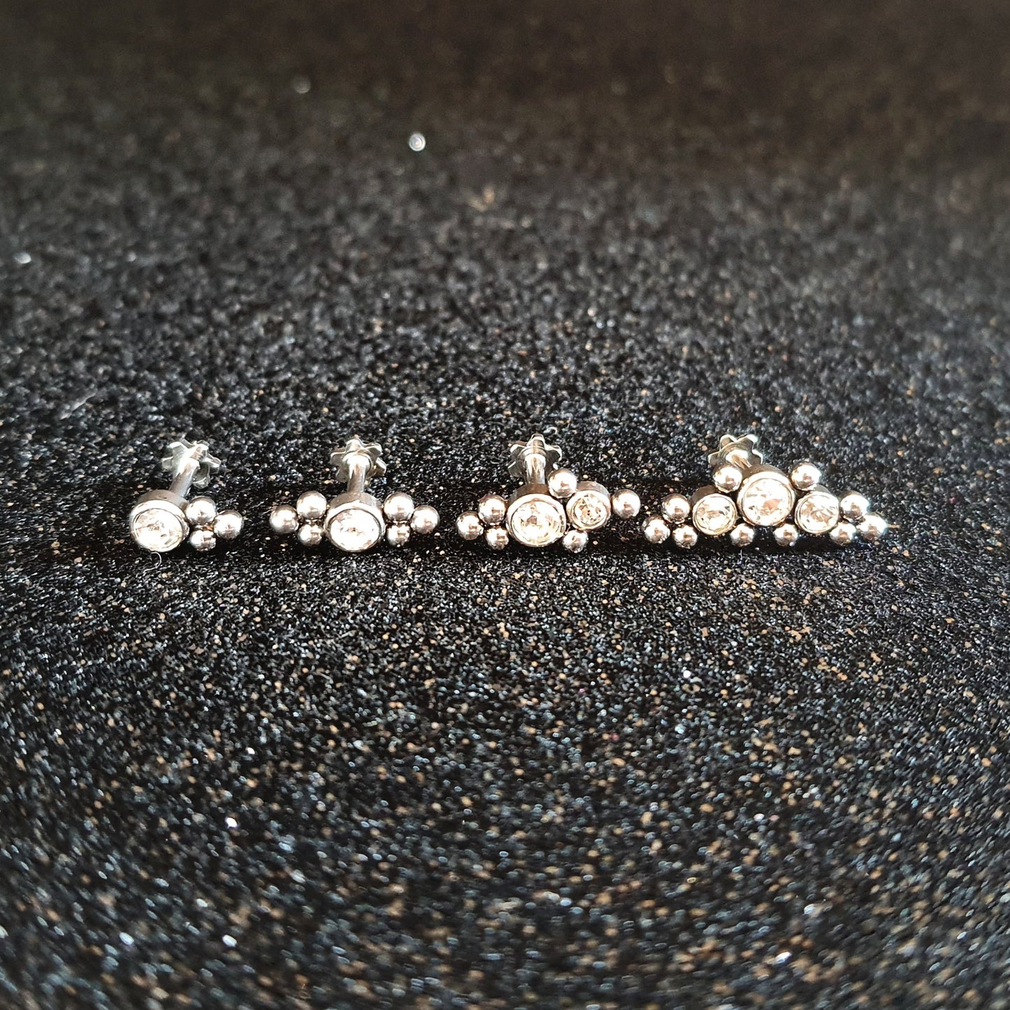 Silver Gem Threaded labret studs - Pretty Savage Jewellery