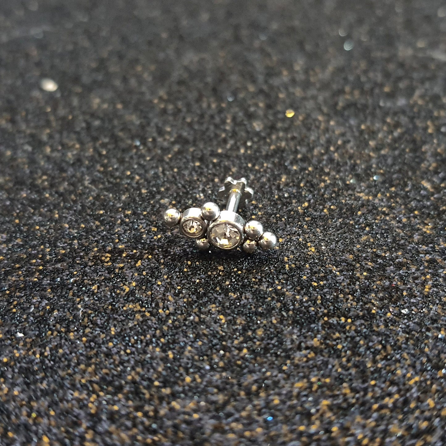 Silver Gem Threaded labret studs - Pretty Savage Jewellery