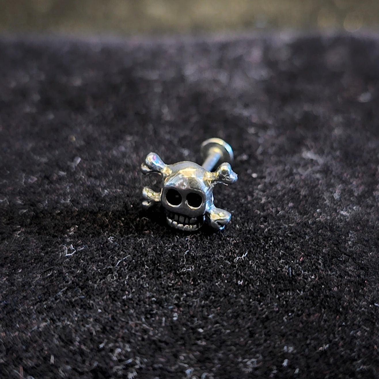 Crossbones Skull Threaded Labret Studs - Pretty Savage Jewellery