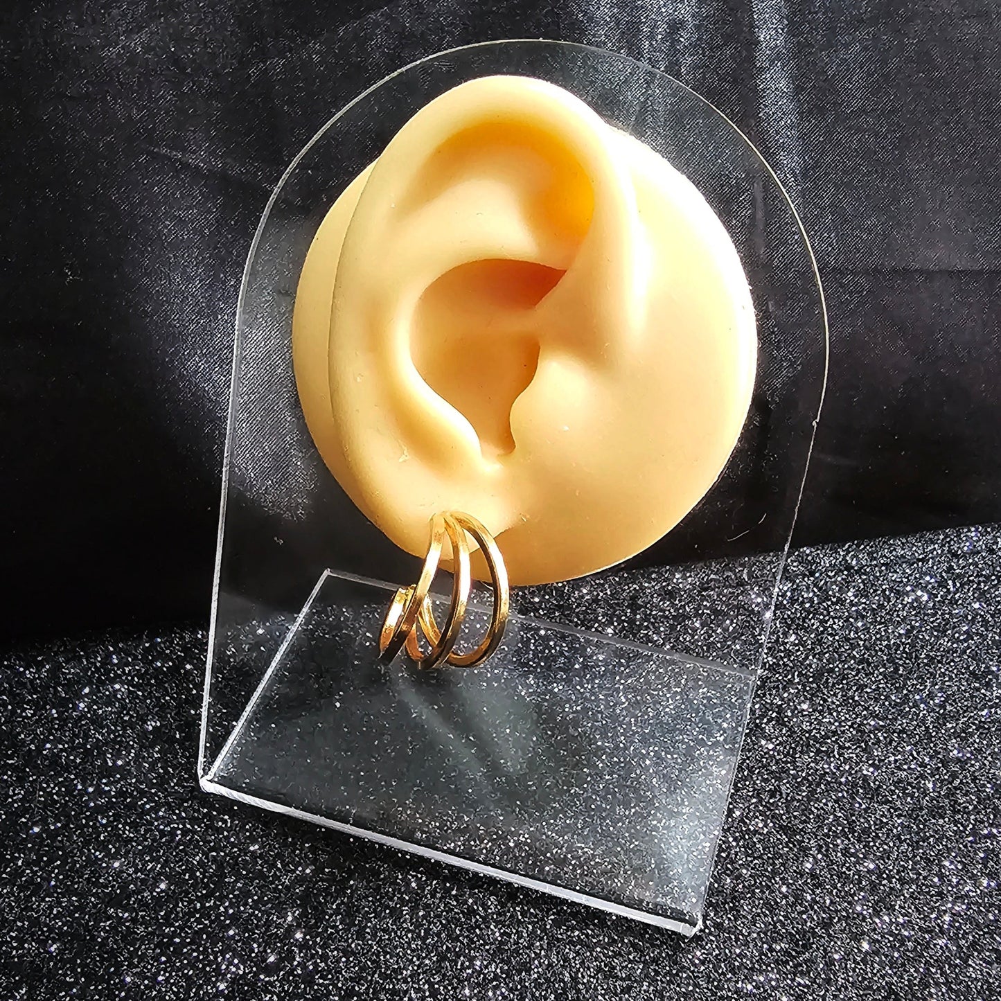 Golden Triple Hoop Earrings Pair - Pretty Savage Jewellery