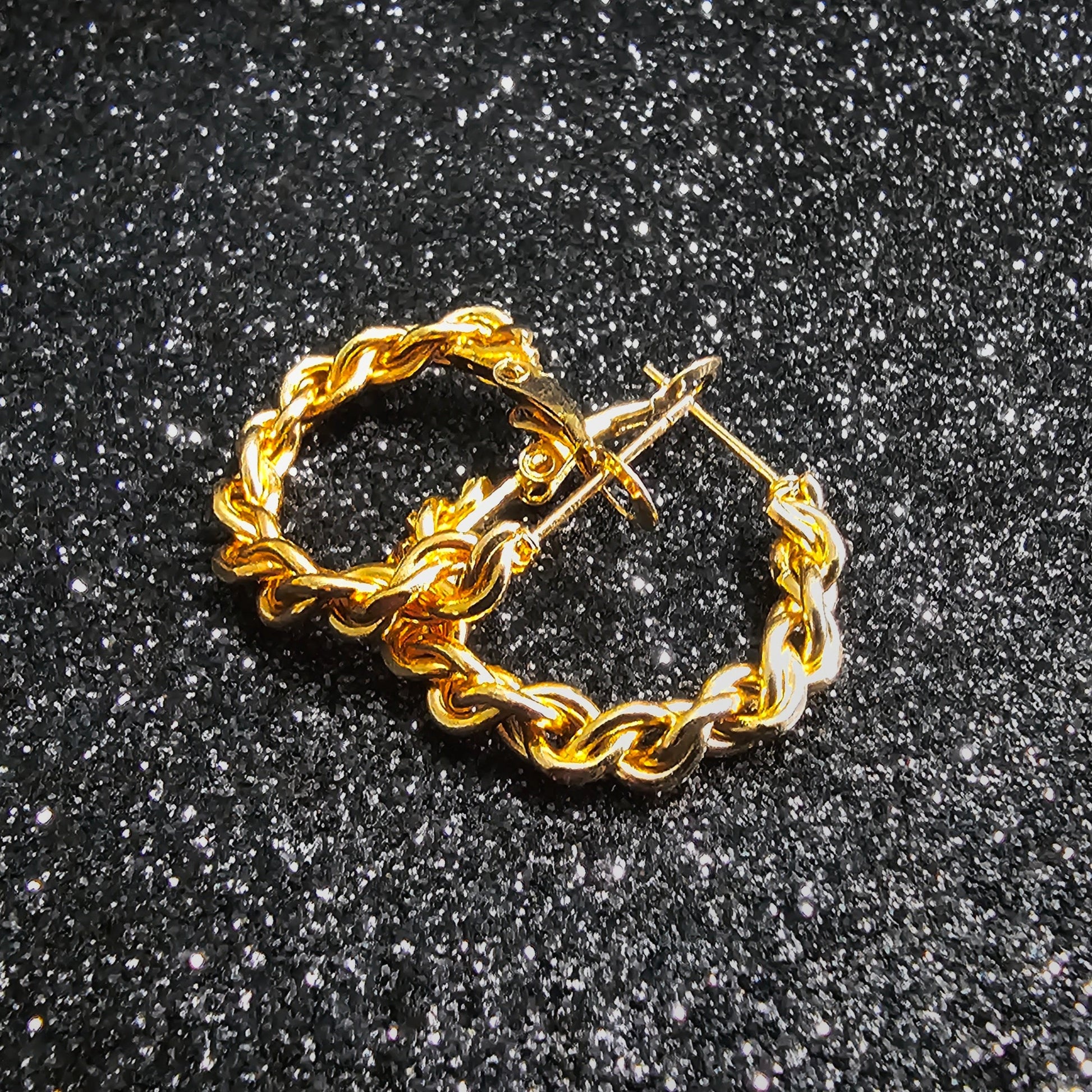 Golden Chain Twisted Hoop Earring Pair - Pretty Savage Jewellery