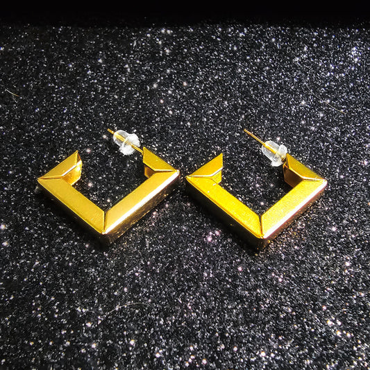 Square Hoop Golden Earring Pair - Pretty Savage Jewellery