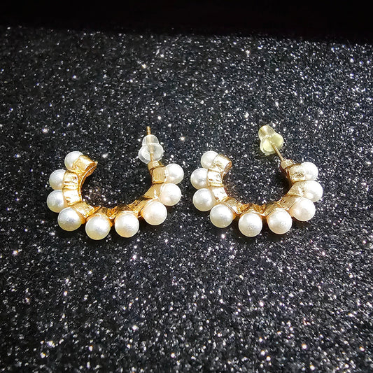 Golden Pearl Hoop Earring Pair - Pretty Savage Jewellery