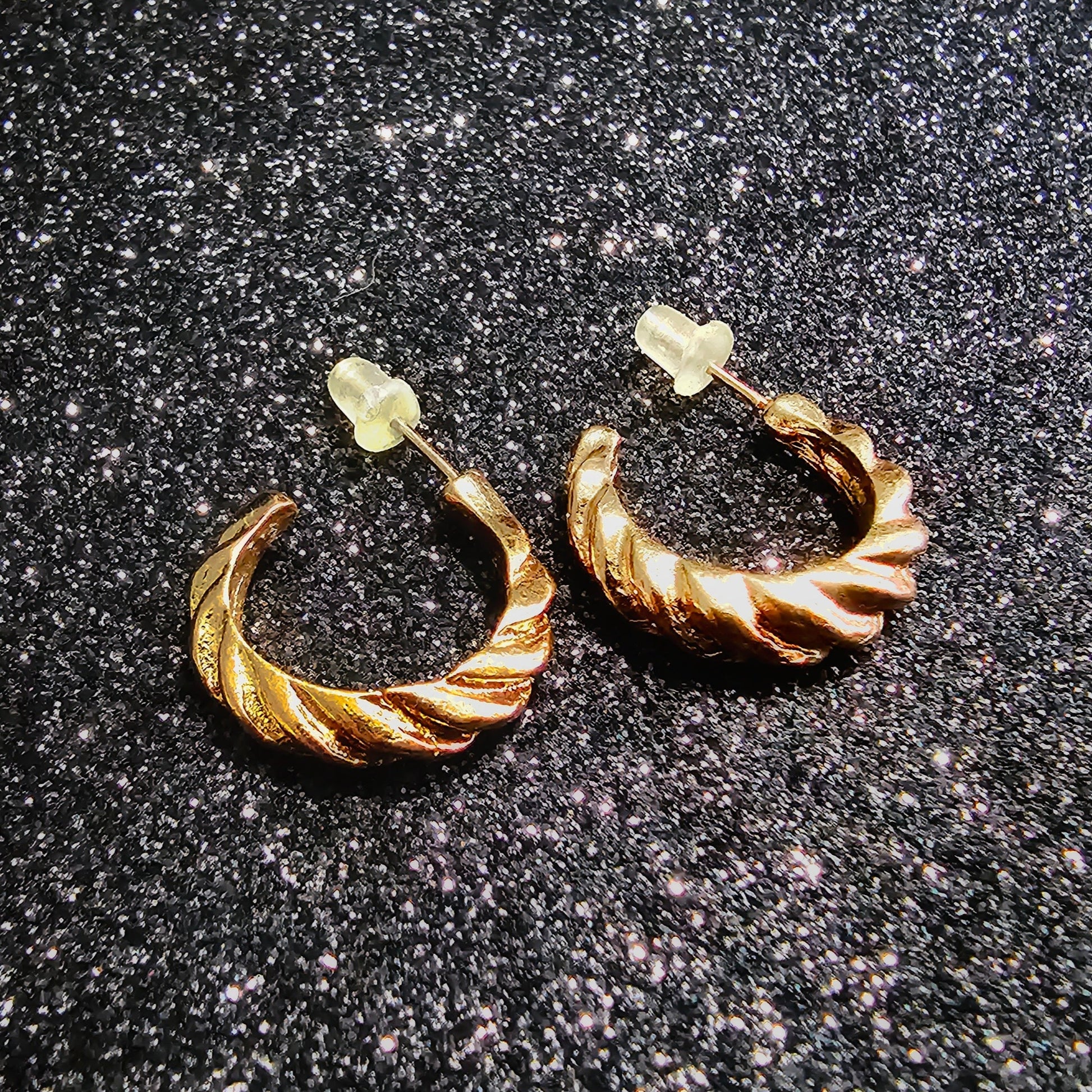 Golden Twisted Hoop Chunky Earring Pair - Pretty Savage Jewellery