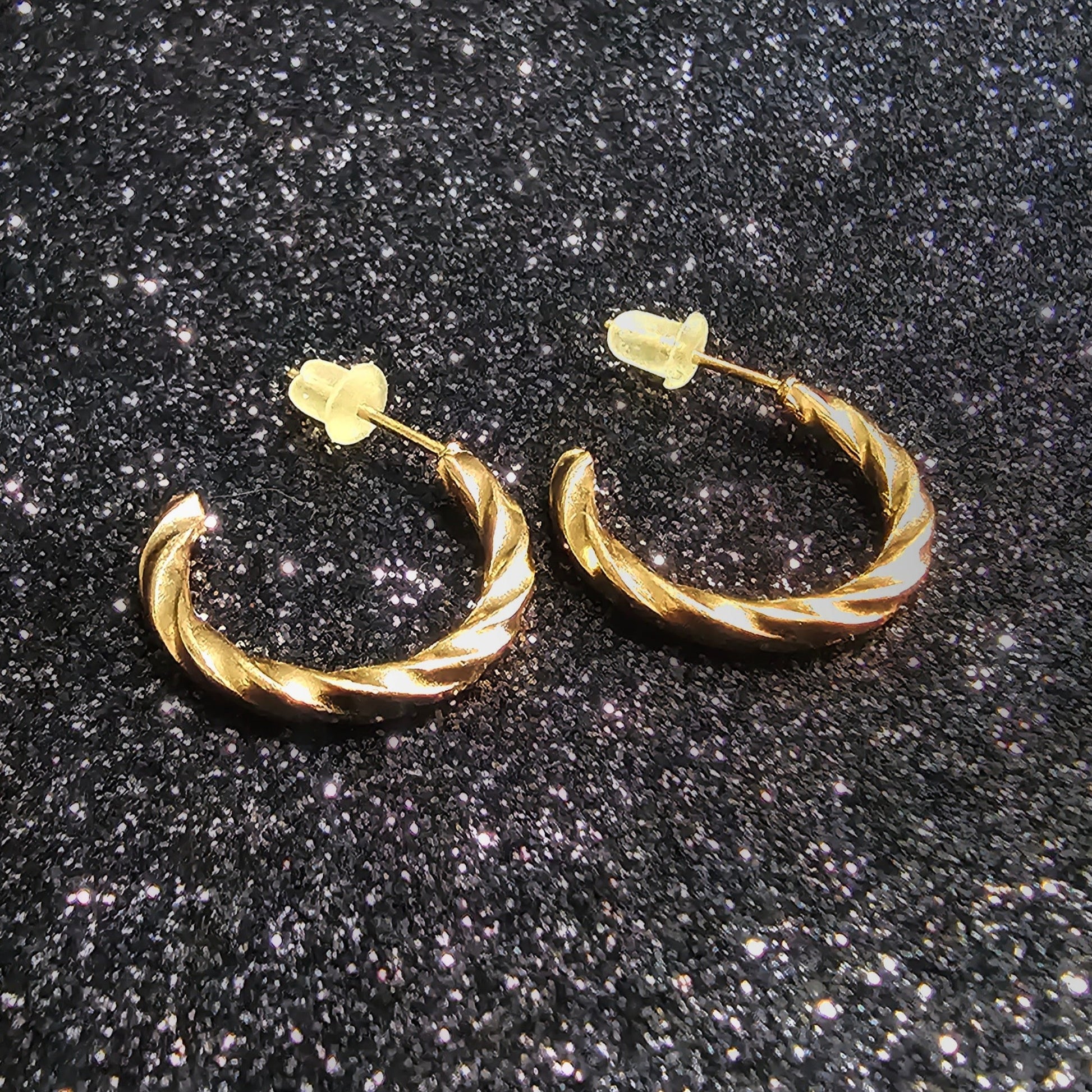 Twisted Golden Hoop Earring Pair - Pretty Savage Jewellery