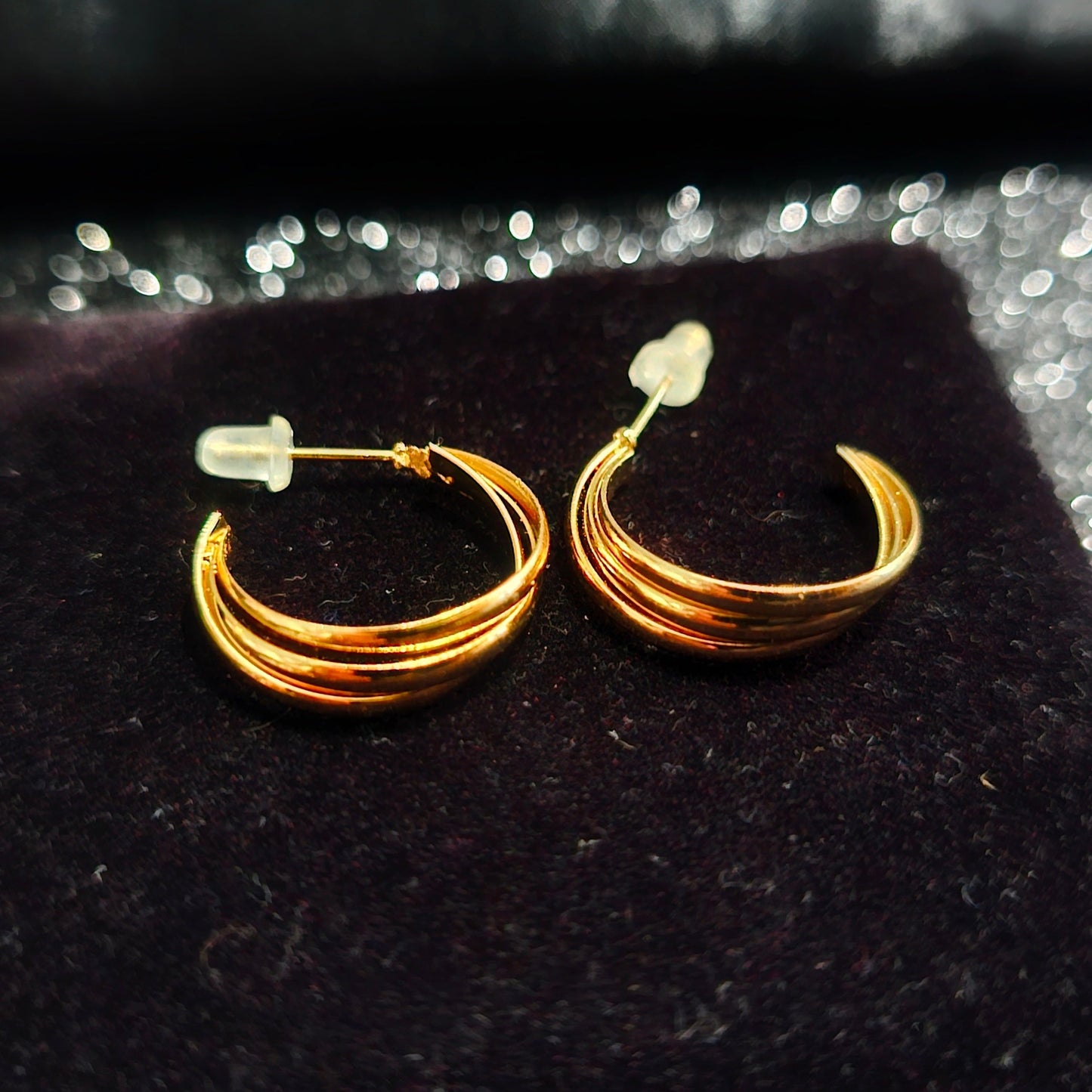 Triple Closed Golden Earring Hoop Pair - Pretty Savage Jewellery