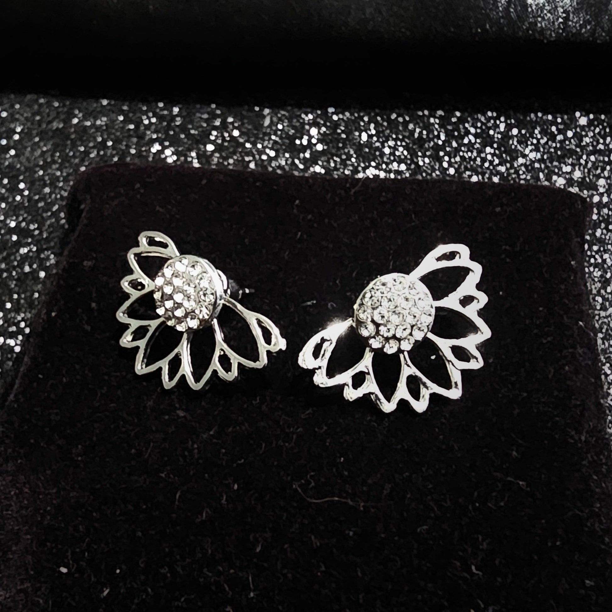 Silver Crystal Flower Ear Stud - Pretty Savage Jewellery