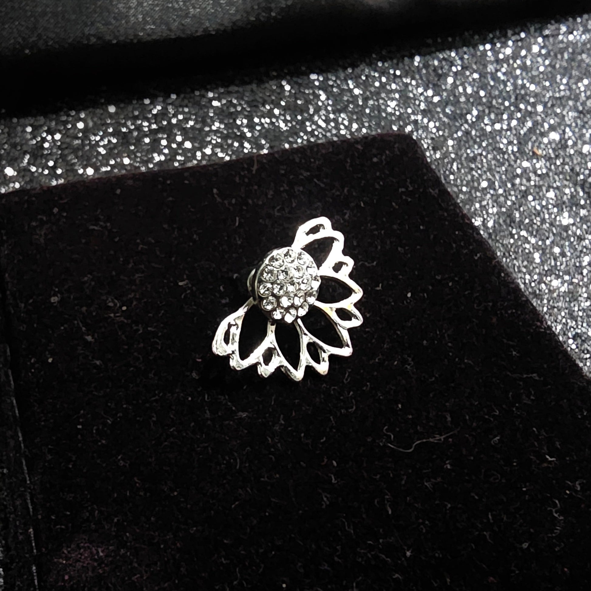 Silver Crystal Flower Ear Stud - Pretty Savage Jewellery