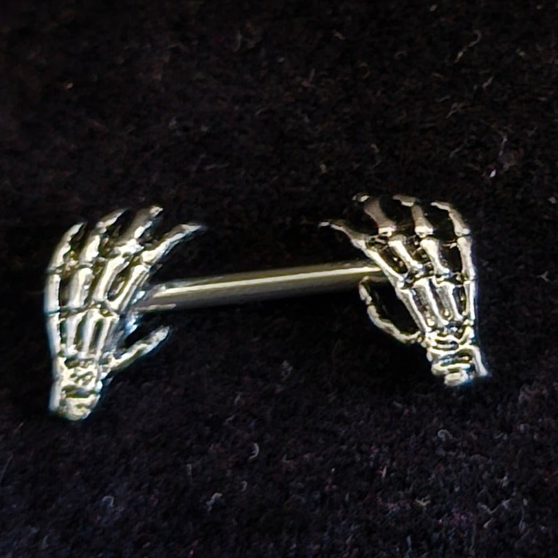 Skeleton Hand Nipple Bar - Pretty Savage Jewellery