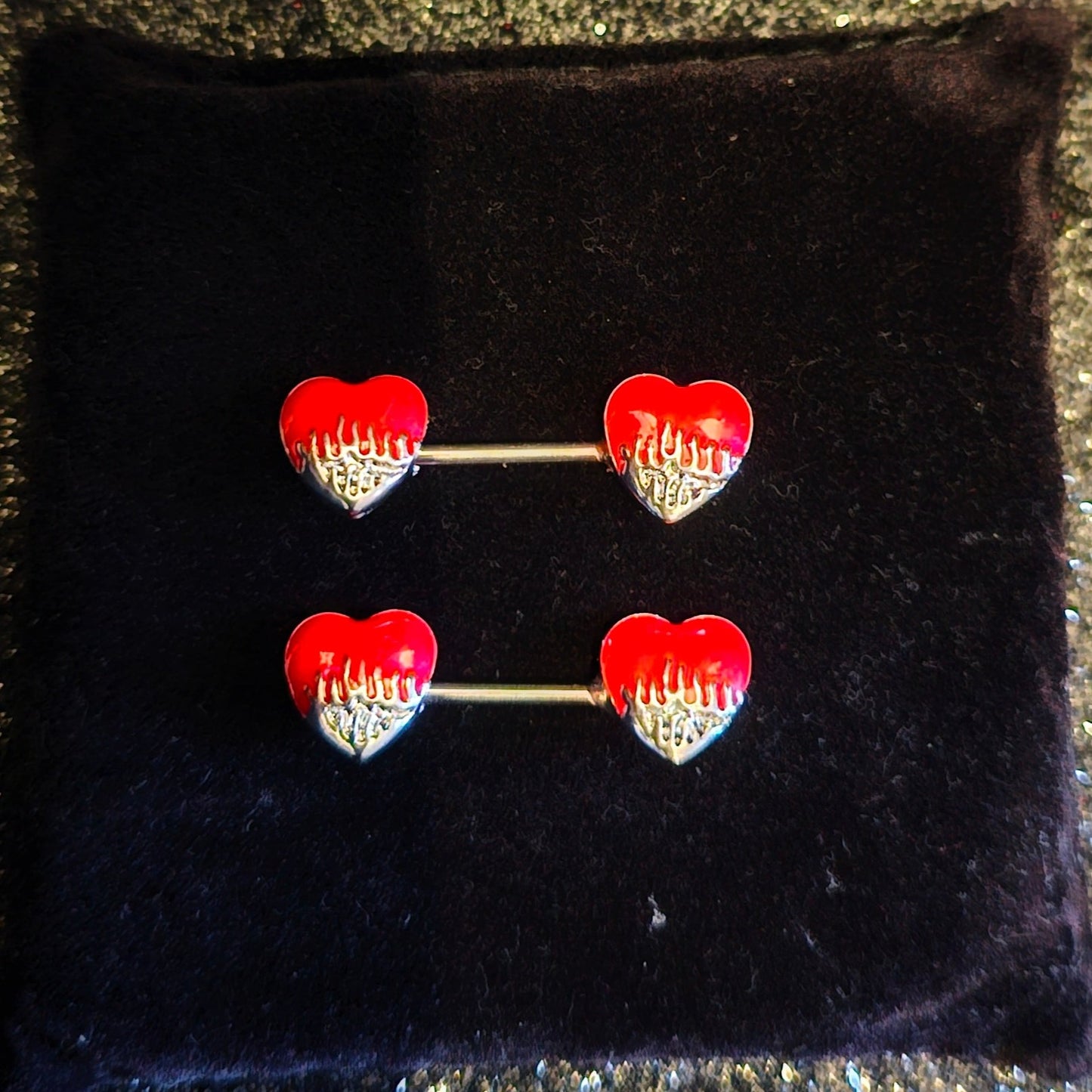 Burning Red Heart Nipple Bar - Pretty Savage Jewellery