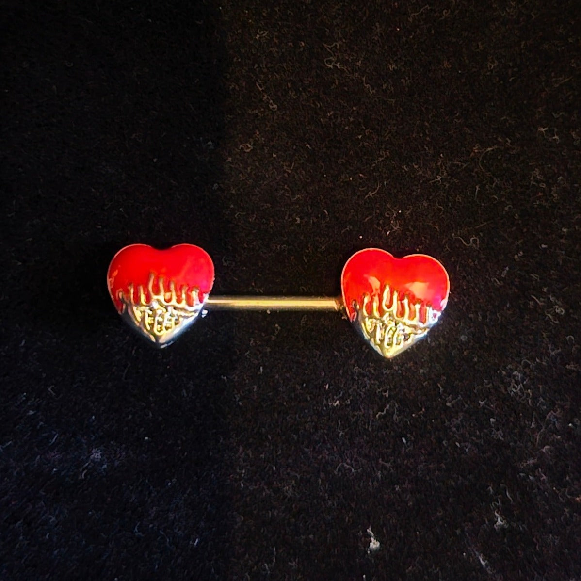 Burning Red Heart Nipple Bar - Pretty Savage Jewellery