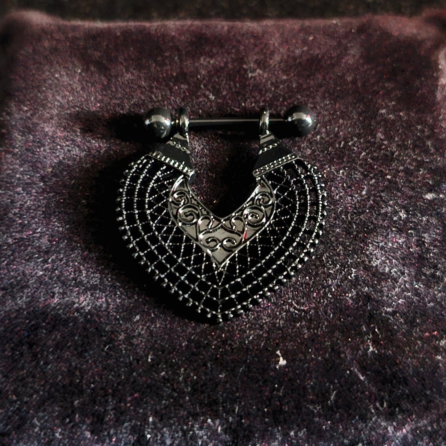 Black Gothic Vintage Nipple Shield Bar - Pretty Savage Jewellery