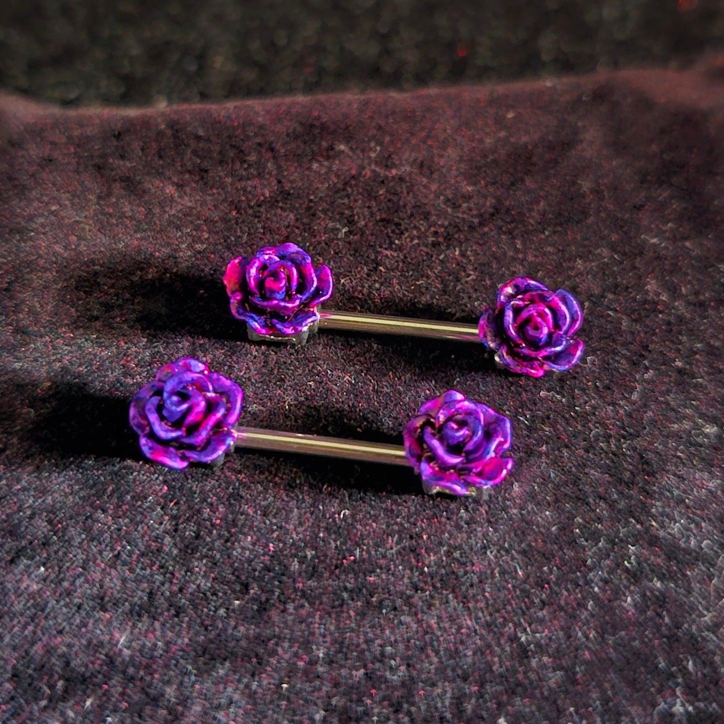 Purple Rose Flower Nipple Bar - Pretty Savage Jewellery