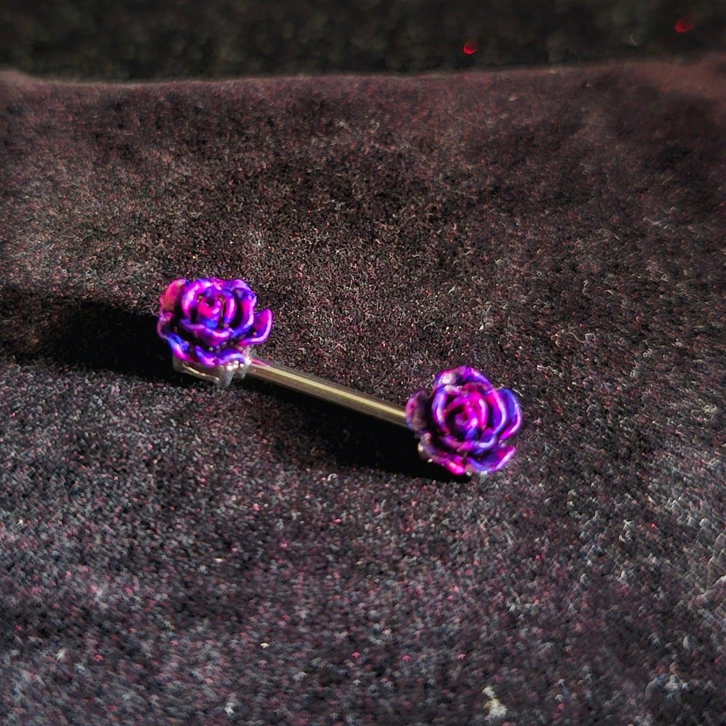 Purple Rose Flower Nipple Bar - Pretty Savage Jewellery