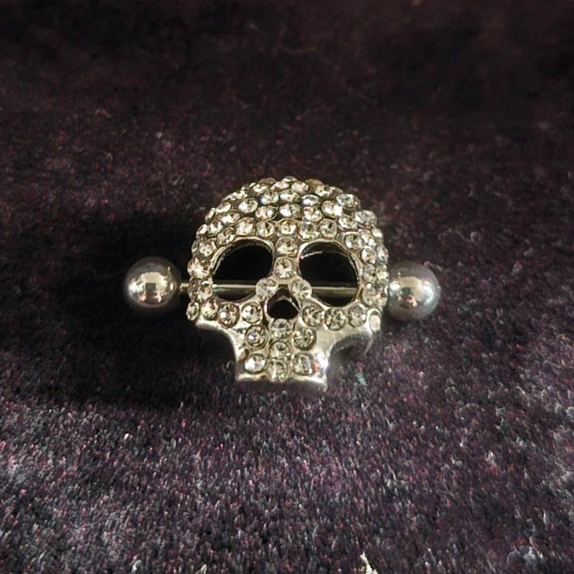 Diamond Skull Nipple Bar Shield - Pretty Savage Jewellery