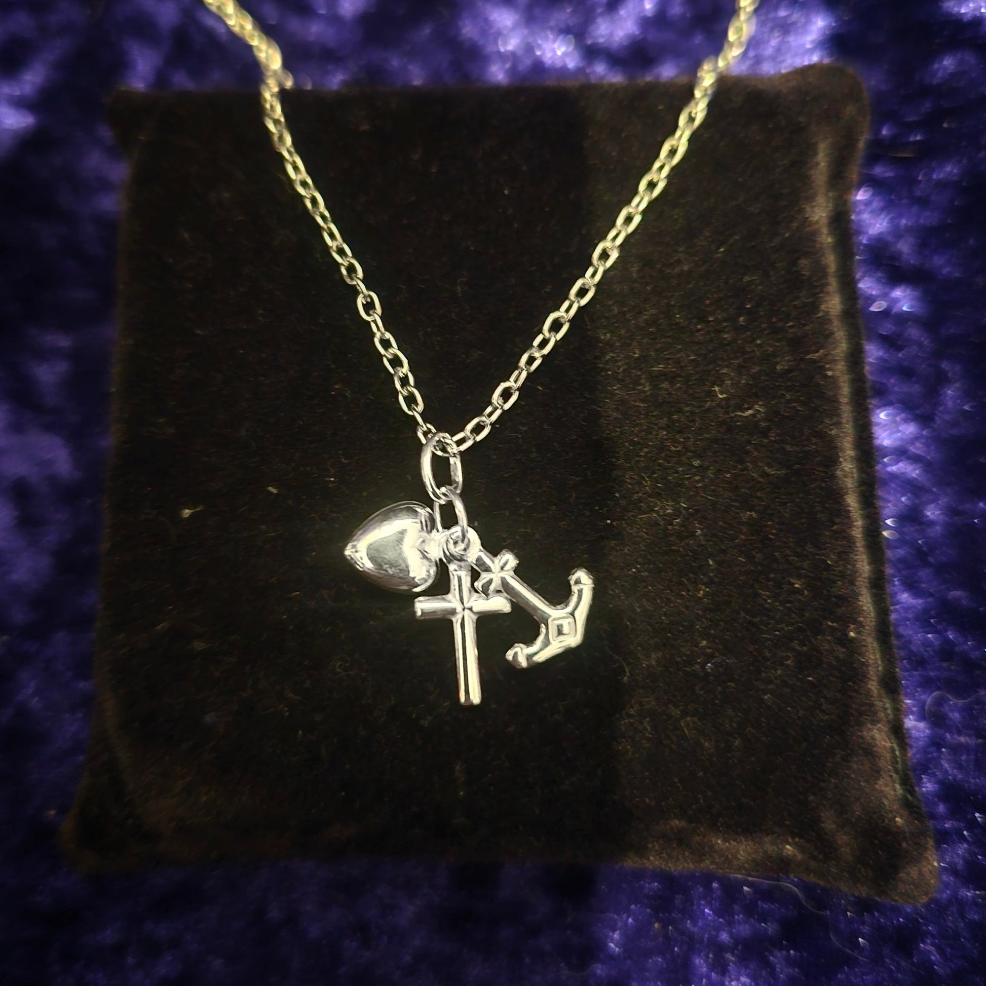 Heart Cross Anchor Pendant Necklace 925 Sterling Silver Necklace - Pretty Savage Jewellery