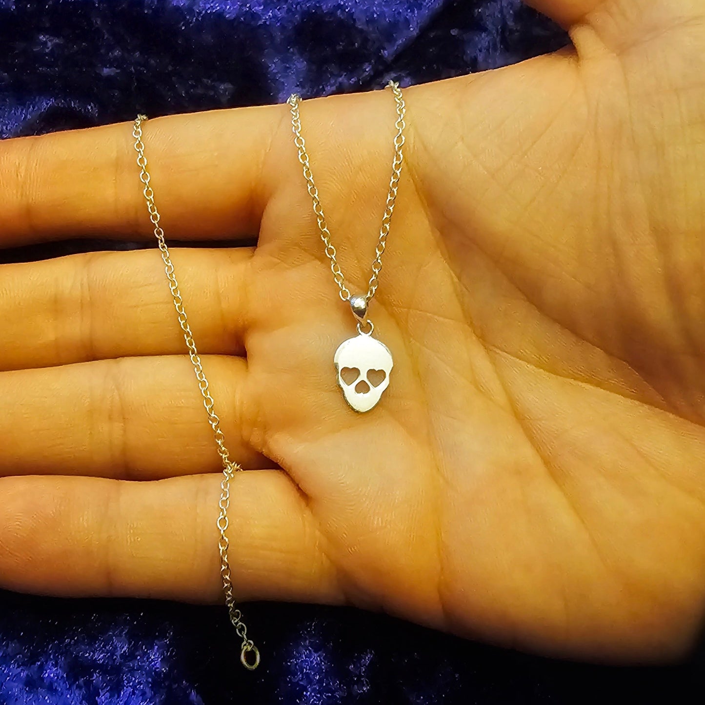 Skull Pendant Necklace 925 Sterling Silver Minimal Candy Skull Love Necklace - Pretty Savage Jewellery