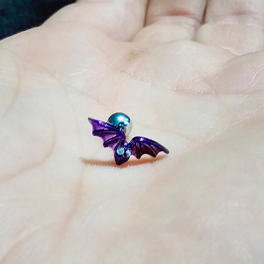 Purple Bat Ear stud - Pretty Savage Jewellery