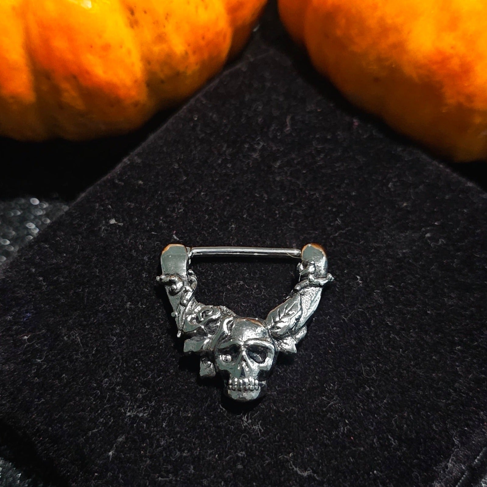 Skull And Roses Nipple Clicker Ring - Pretty Savage Jewellery