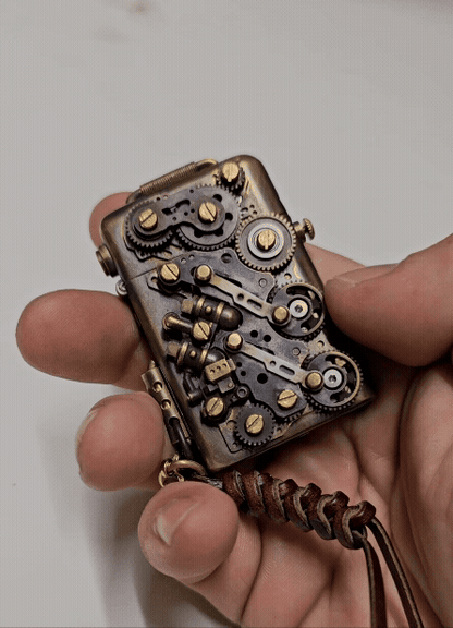 Mechanical Engine Steampunk Brass Flip Press Lighter