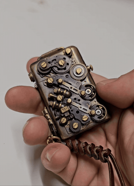 Mechanical Engine Steampunk Brass Flip Press Lighter
