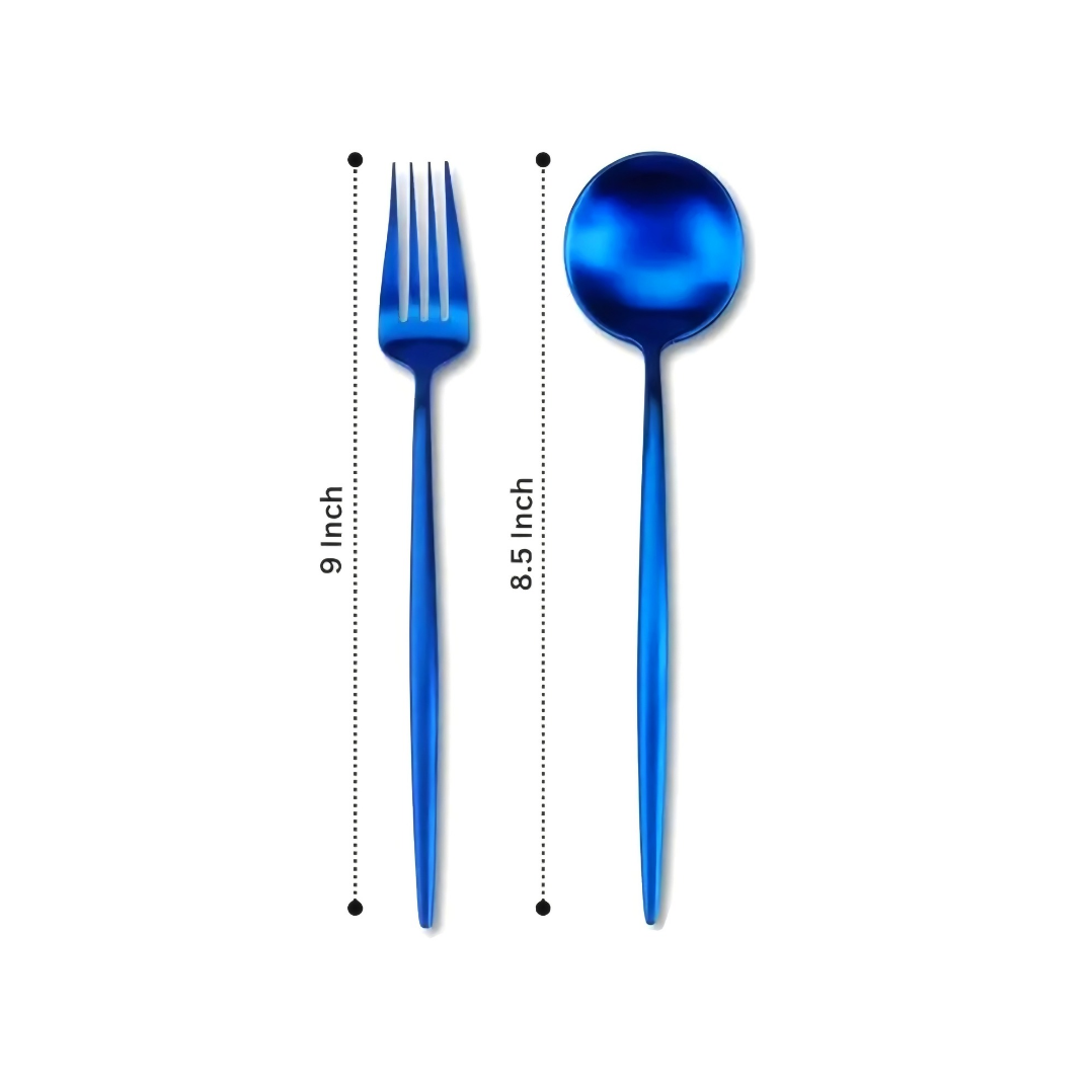 Blue 4pc Slim Handle Stainless Steel Cutlery Set