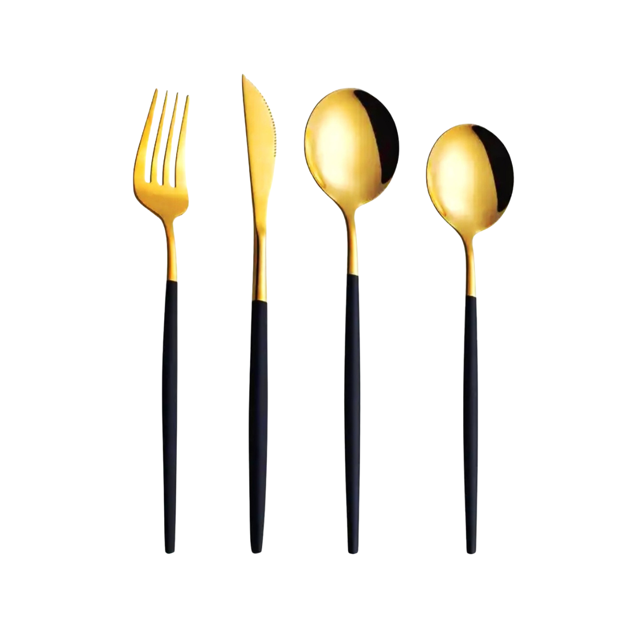 Black & Gold 4pc Slim Handle Stainless Steel Cutlery Set