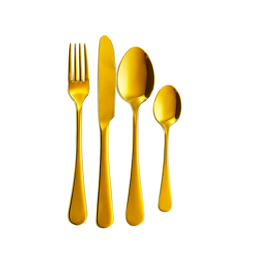 Polished Gold 4pc Stainless Steel Cutlery Set