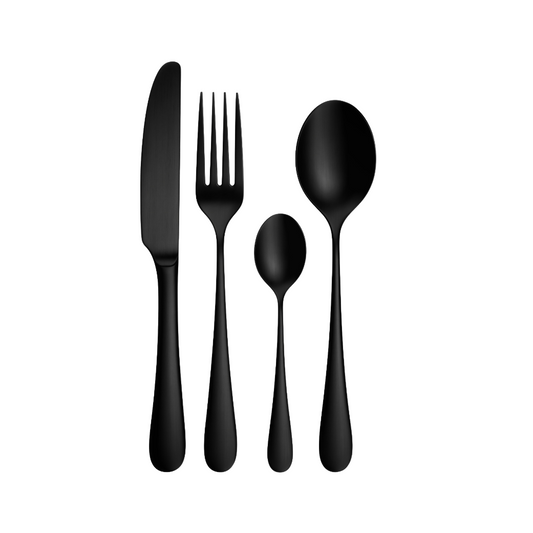 Black 4pc Stainless Steel Cutlery Set