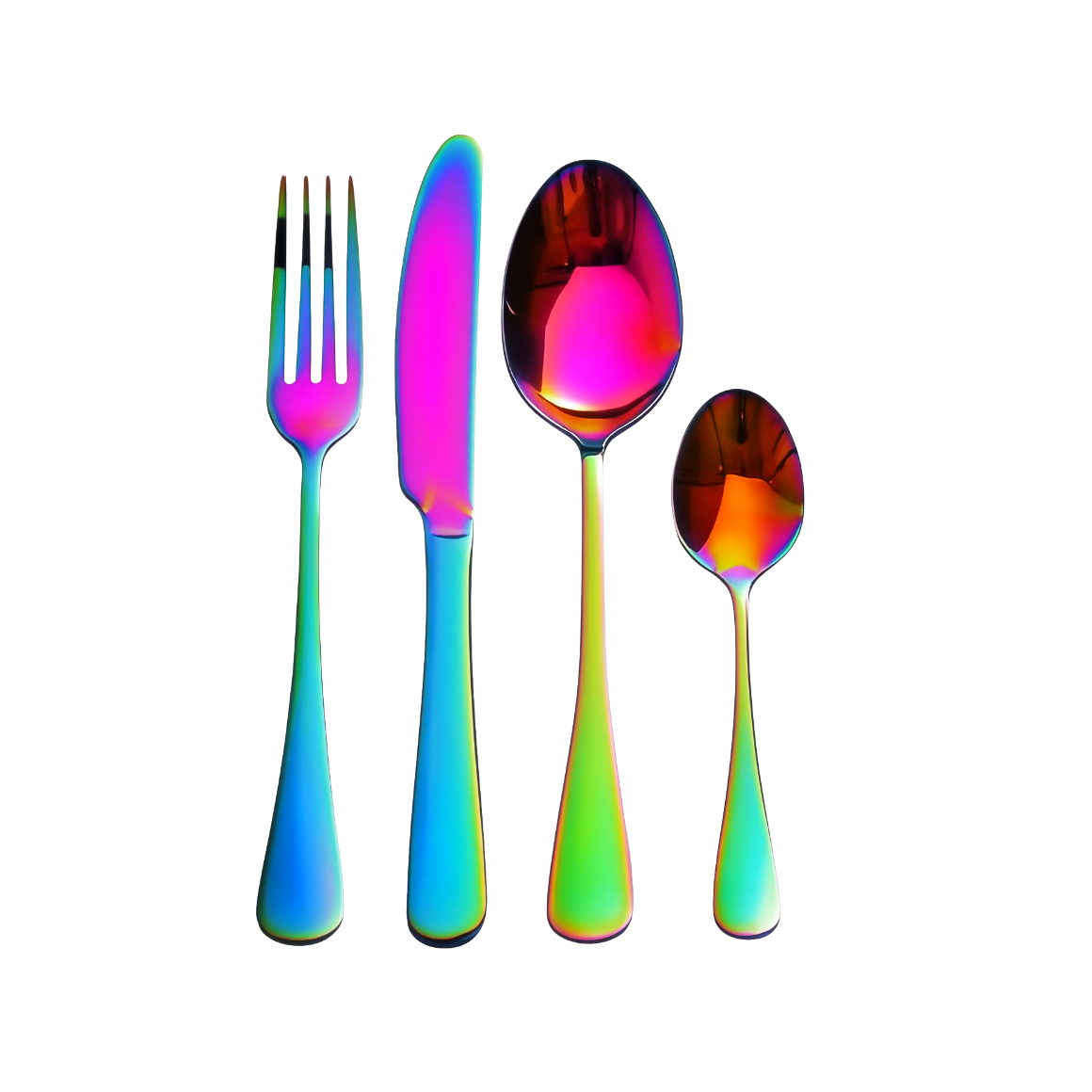 Rainbow 4pc Blank Stainless Steel Cutlery Set
