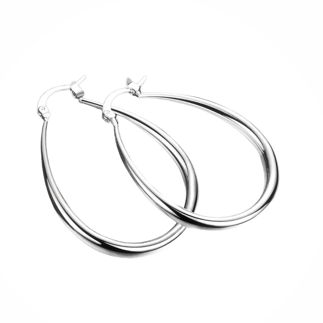 925 Sterling Silver Tear Drop Hoop Earrings 41mm