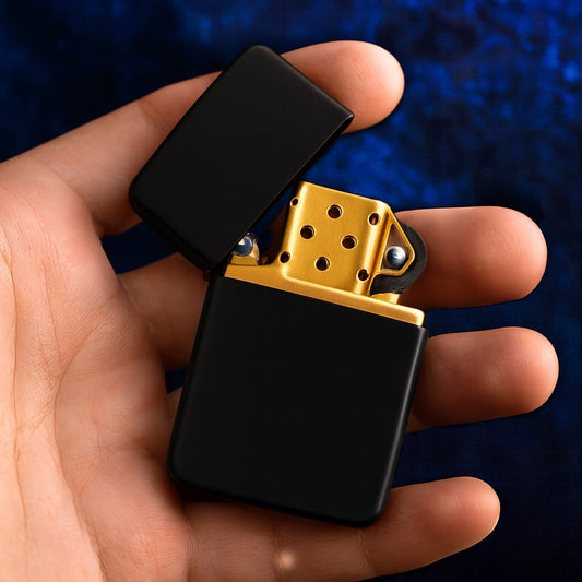 Black & Gold Brass Flip lighter