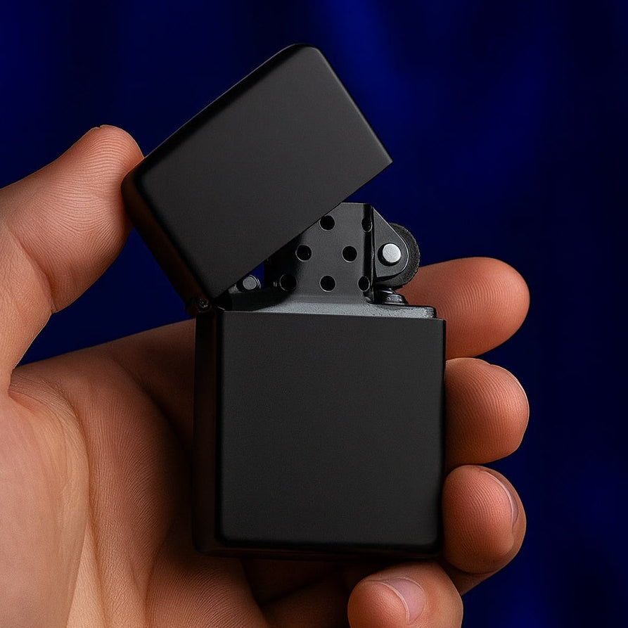 Pure Black Brass Flip Lighter