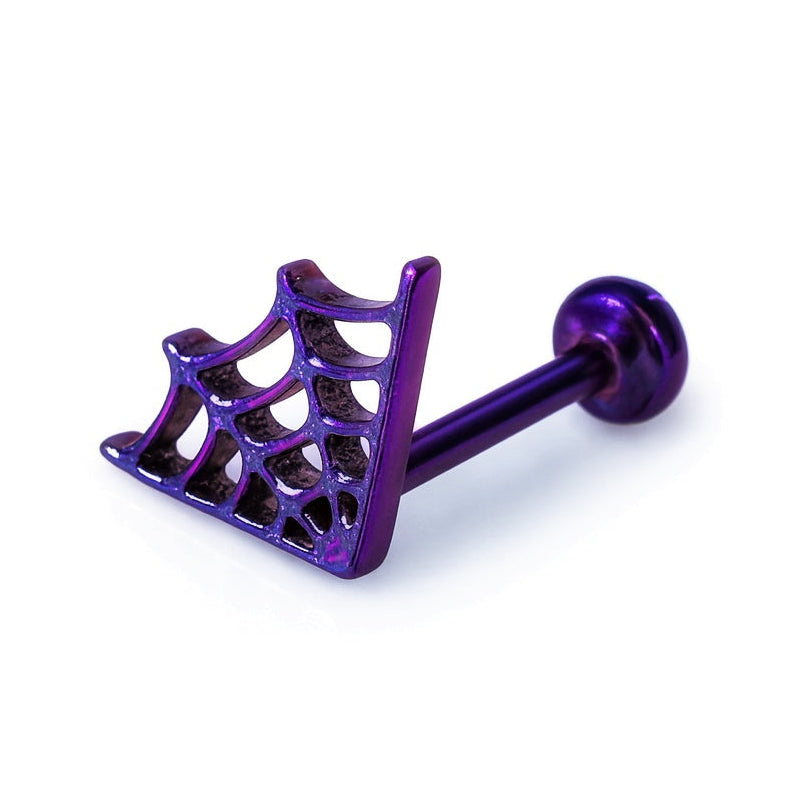 Dark Purple Titanium Spider Web Labret Stud 16G