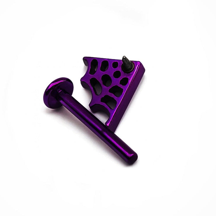 Dark Purple Titanium Spider Web Labret Stud 16G