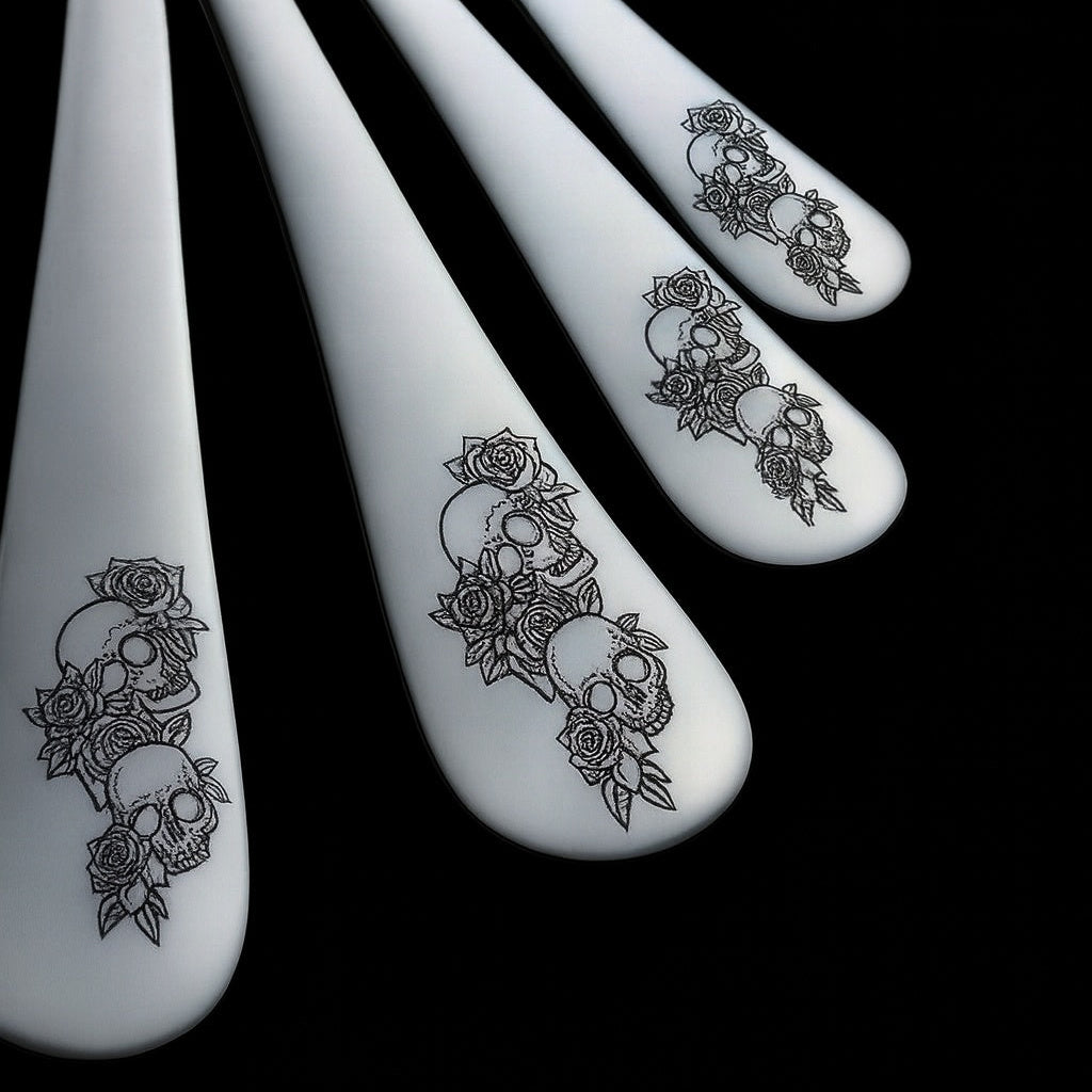 Skulls & Roses Design 4Pc Cutlery Set