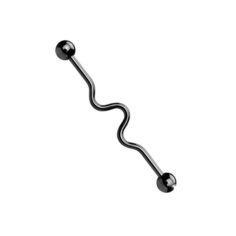 Wavy Surgical Steel Industrial Barbell 14G