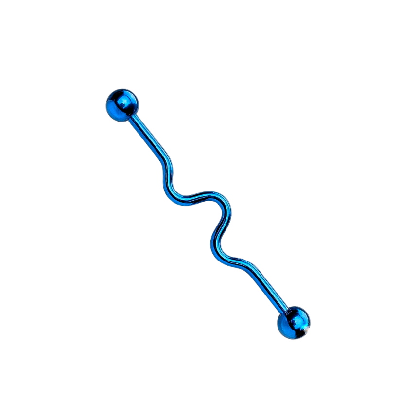 Wavy Surgical Steel Industrial Barbell 14G
