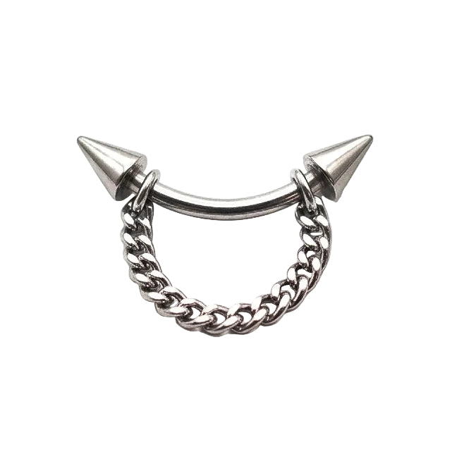 Coned Dangle Chain Curved Barbell 16G