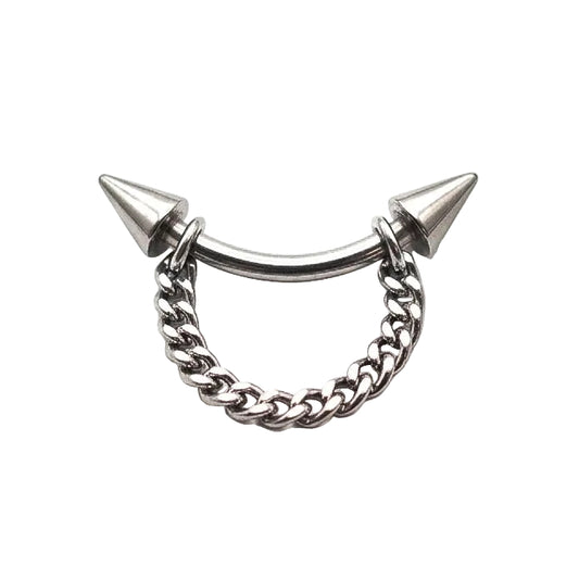 Coned Dangle Chain Curved Barbell 16G