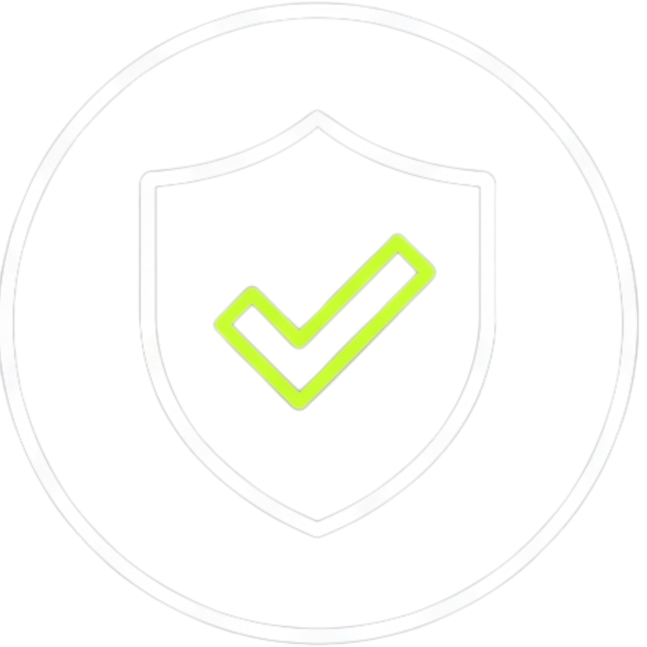 Green check mark inside a shield on a white background