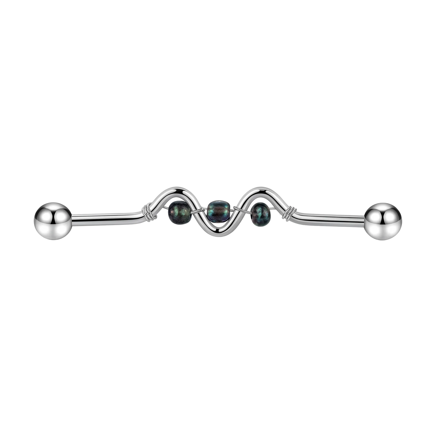 Twisted Gem Industrial Stab Barbell 14G Scaffold Bar Piercing Ohrstab 38m
