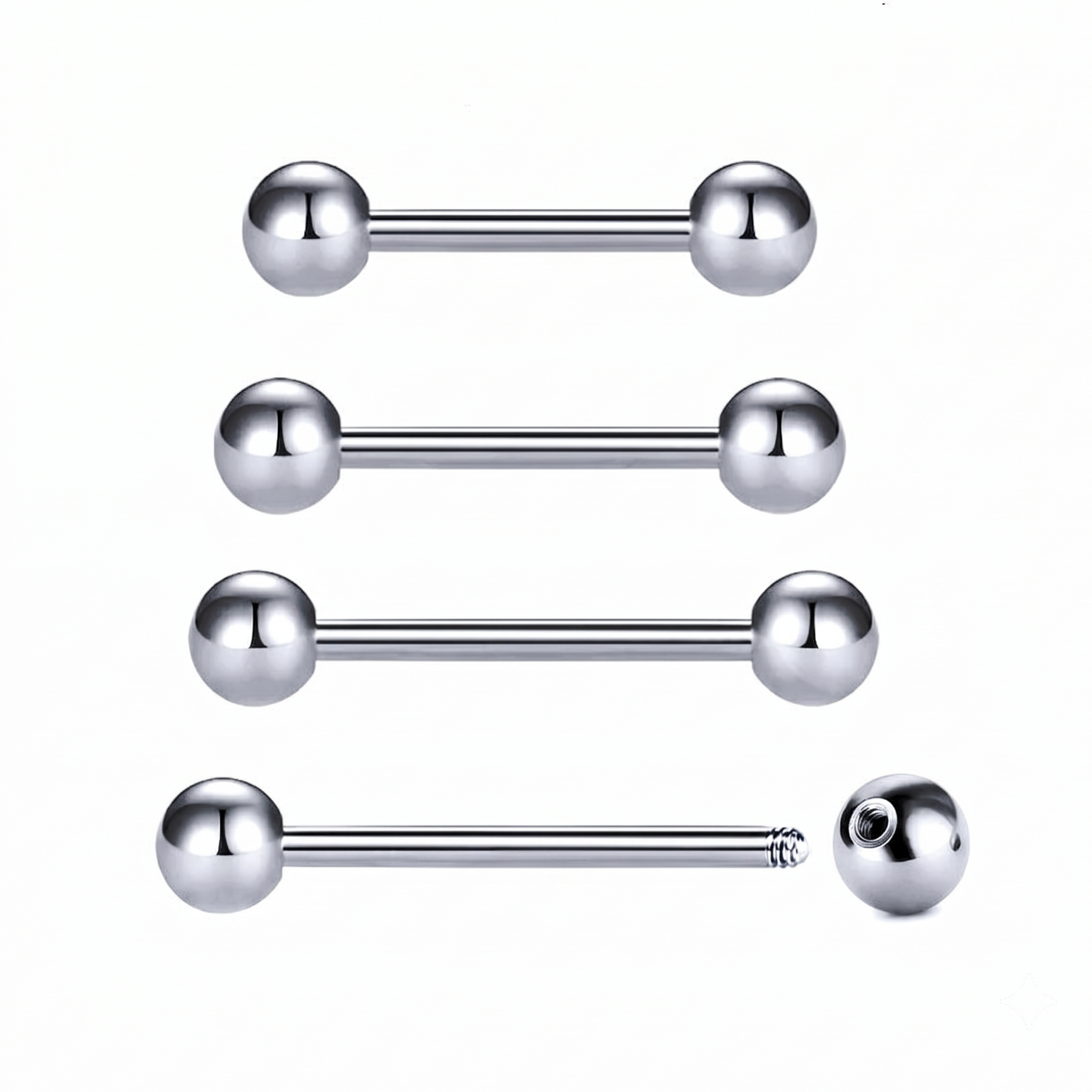 Silver Titanium Barbells 14G